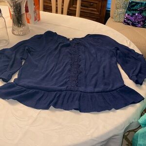 Counterparts 3/4 sleeve embroidered navy size medium blouse